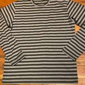 Junya Watanabe x Comme des Garcons Green and Gray Striped Long Sleeve Shirt